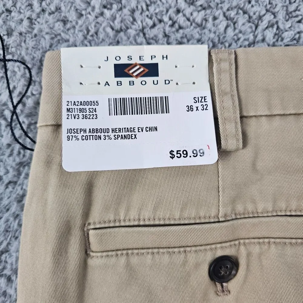 Joseph Abboud Pants Mens 36x31 Khaki Heritage Chino Comfort Stretch Golf Casual